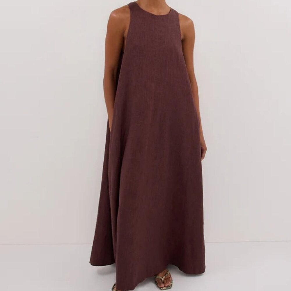DISSH NWT ISABELLE WALNUT LINEN MIDI DRESS